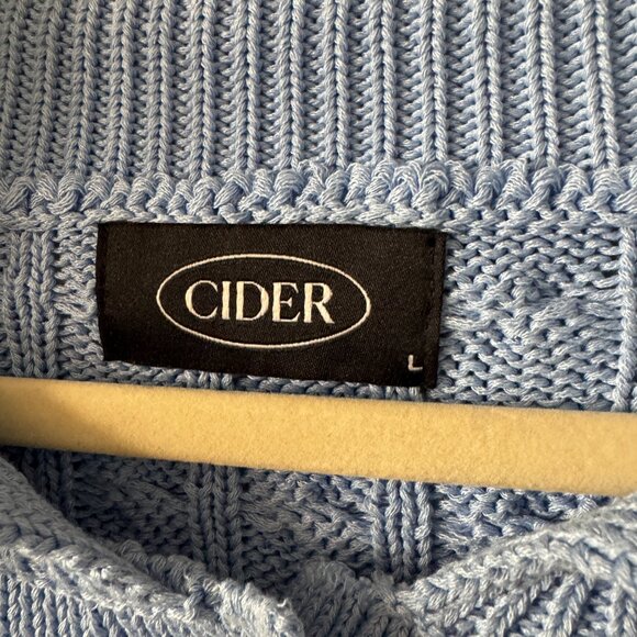 ☀️ CIDER Next In Sky Cardigan Crop Sweater Button Up Blue Large Knit Top Boho - Picture 5 of 5